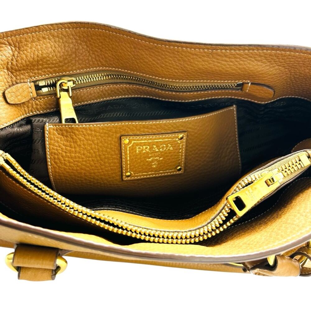 Prada Vitello Phenix Bag Brown Pebbled Leather Certificate of Authenticity - Picture 5 of 15
